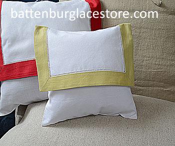 Envelope pillow. Baby 8 inches Square. White with Tarragon color - Click Image to Close